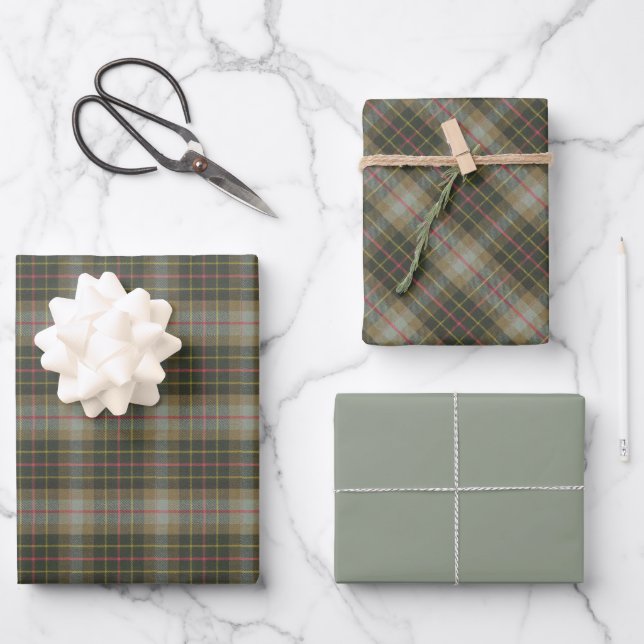 Brodie Hunting Weathered Original Scottish Tartan Geschenkpapier Set (Vorderseite)