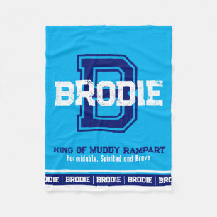 Brodie Name bedeutet Sportmonogramm hellblau Fleecedecke