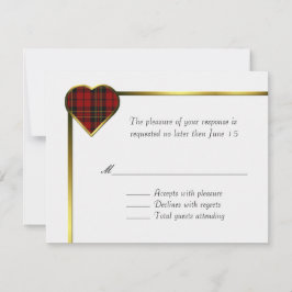 Brodie Tartan Kariert Heart Wedding RSVP Card Karte