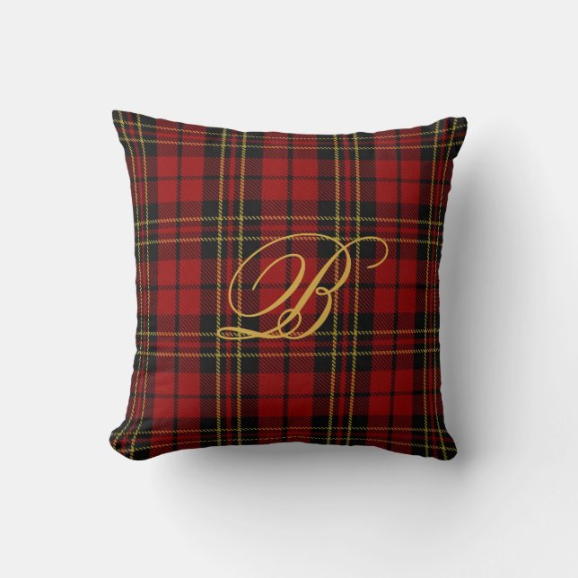 Brodie Tartan-Monogramm-Kissen Kissen (Vorderseite)