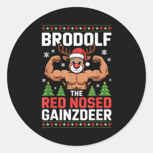 Brodolf Das Rotnasige Gainzdeer Lustiges Weihnacht Runder Aufkleber