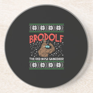 Brodolf in Maske Muskel Workout Gym Ugly Xmas Getränkeuntersetzer