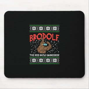 Brodolf in Maske Muskel Workout Gym Ugly Xmas Mousepad