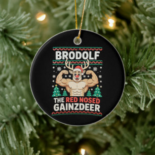 Brodolf Rotnasiger Gainzhirsch Rentier Weihnachts  Keramik Ornament