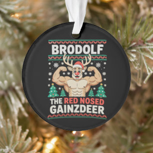 Brodolf Rotnasiger Gainzrentiere Weihnachtsgymnast Ornament