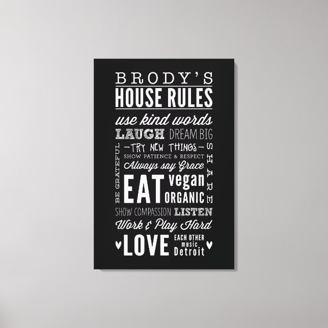 BRODY - INDIVIDUELLE NAME HOUSE RULES - Moderne Ty Leinwanddruck (Vorderseite)