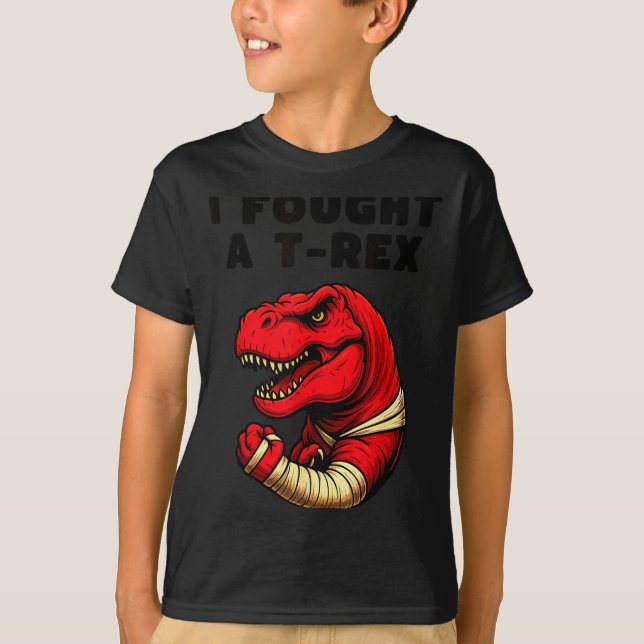 Broken Arm Recovery T-rex Kids Boys Dinosaur  T-Shirt (Vorderseite)