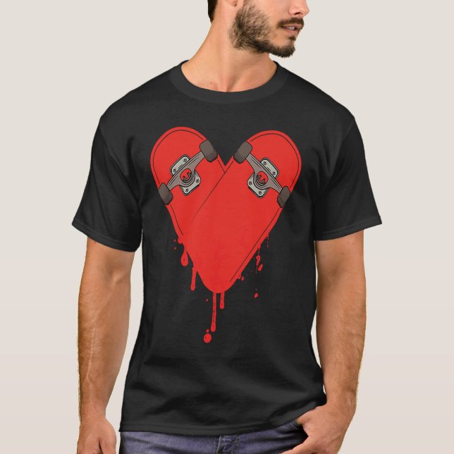 Broken Bleeding Skateboard Heart T-Shirt (Vorderseite)