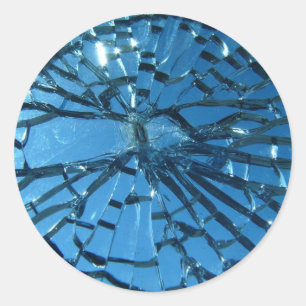 Broken Blue Glass Runder Aufkleber