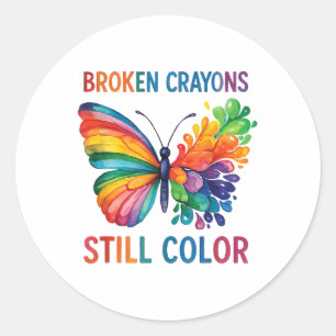 Broken Crayons noch Farbe psychische Gesundheit S  Runder Aufkleber