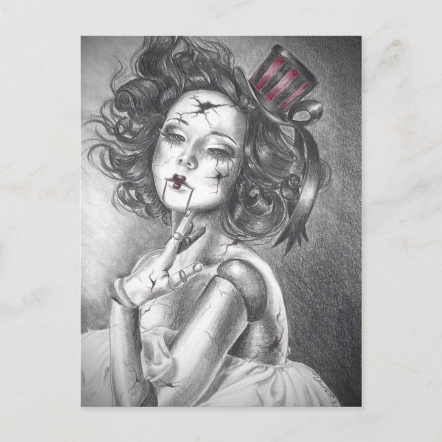 Broken Doll Postcard Creepy Doll Carnival Doll Postkarte (Vorderseite)