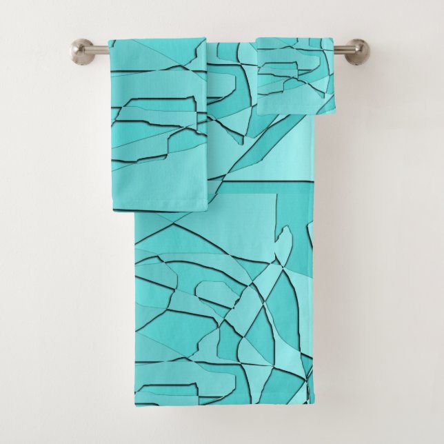 Broken Glass Aquamarin Badhandtuch Set (Insitu)