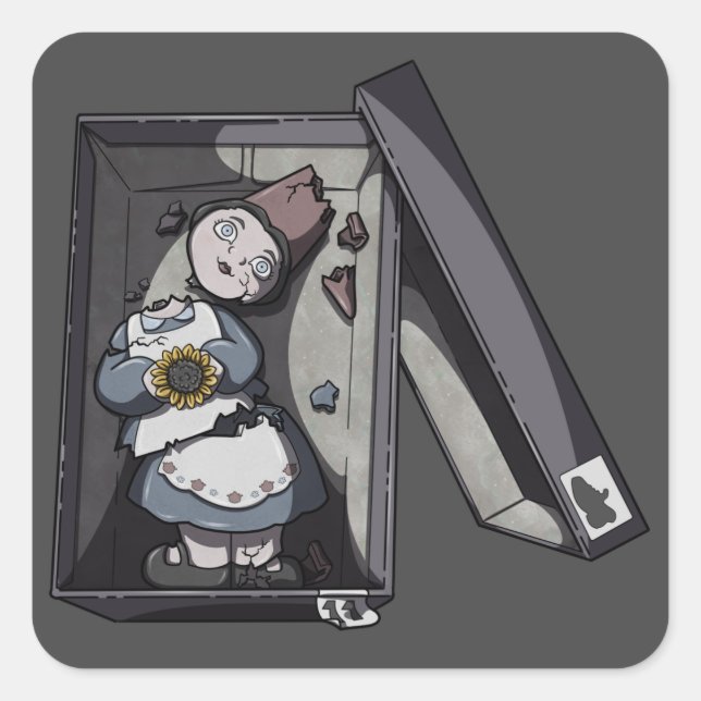 Broken Gnome Quadratischer Aufkleber (Vorderseite)