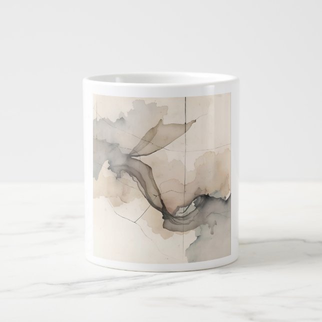 "Broken Grid" Japandi Linen Pattern | Faded Wabi-S Jumbo-Tasse (Vorderseite)