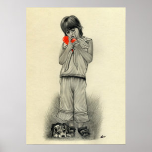 Broken Heart Boy Puppy Poster