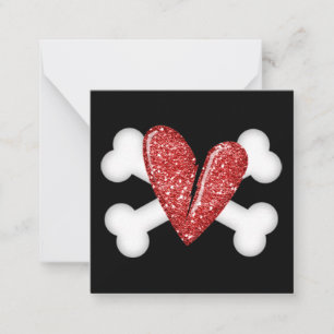 Broken Heart & Crossbones Mitteilungskarte