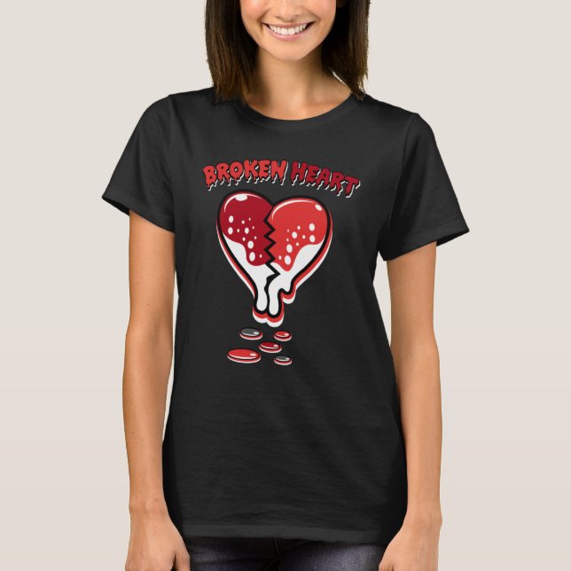 Broken Heart Dripping Chile Red 9s Matching T-Shirt (Vorderseite)