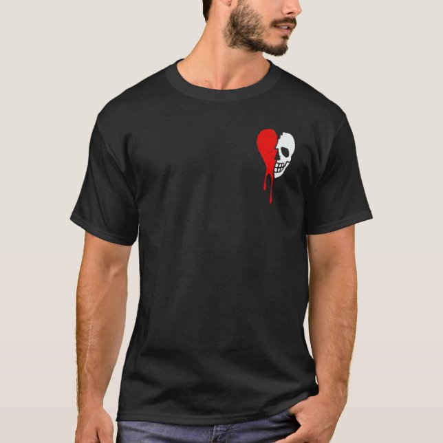 Broken Heart Read Drip Embroidered and Skull Confu T-Shirt (Vorderseite)