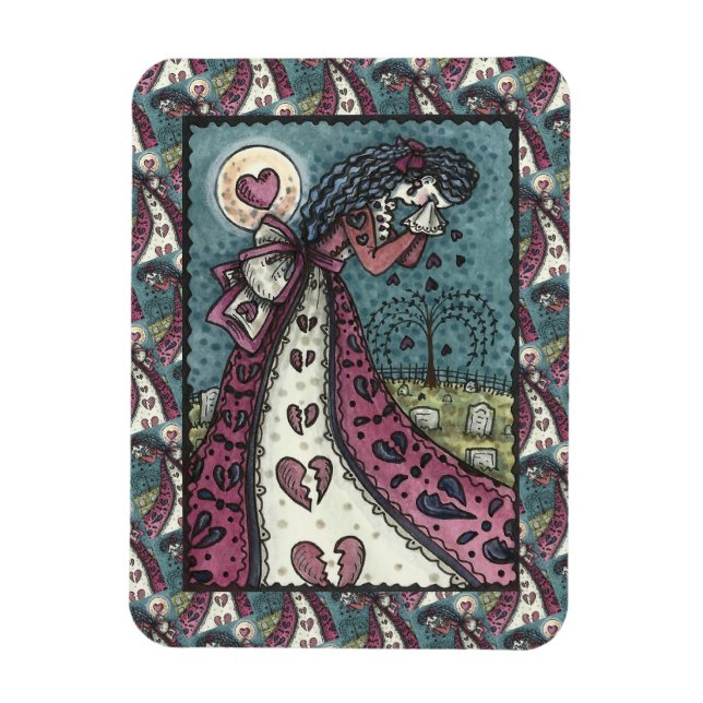 BROKEN HEARTED WEEPING VALENTINE, CEMETERY GOTH MAGNET (Vertikal)
