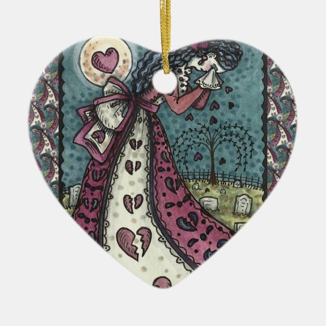 BROKEN HEARTED WOPING VALENTINE, FRIEDHOF GOTH KERAMIK ORNAMENT (Vorne)