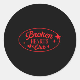 Broken Hearts Club Valentine Retro Alternative Sty Runder Aufkleber