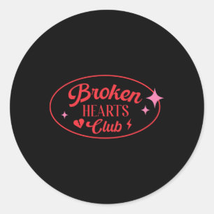 Broken Hearts Club Valentins-Retro-Alternativ-Stil Runder Aufkleber