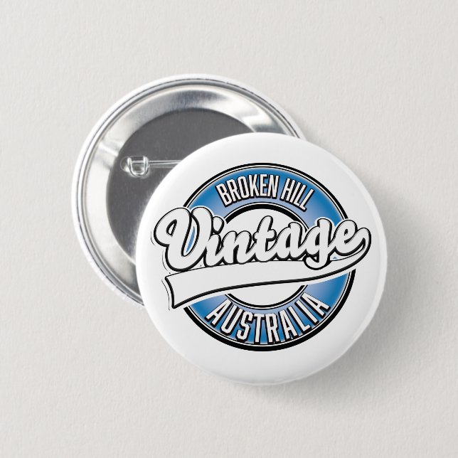 Broken Hill Australien Vintage Style Logo. Button (Vorne & Hinten)