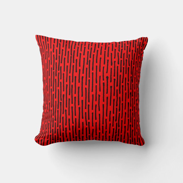 Broken Lines - Black on Red Kissen (Vorderseite)