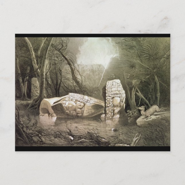 Broken Mayan idol in Copan, Guatemala Postkarte (Vorderseite)