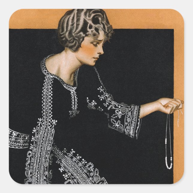 Broken Pearl Necklace Quadratischer Aufkleber (Vorderseite)