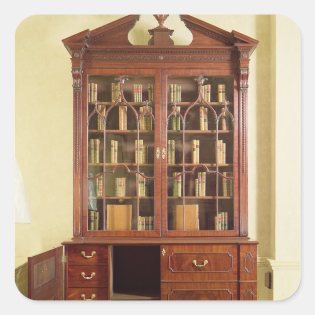 Broken pedimensional bureau bookcase quadratischer aufkleber (Vorderseite)