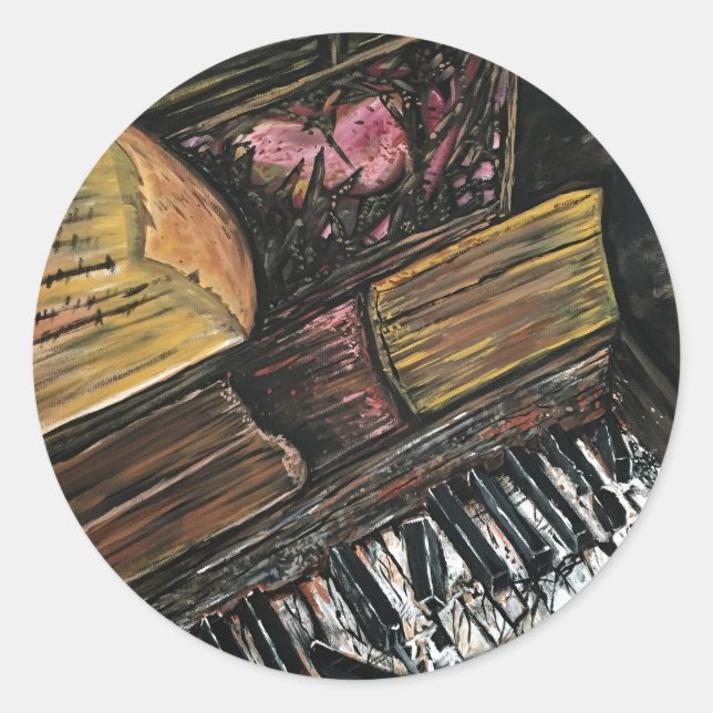 Broken Piano Runder Aufkleber (Vorderseite)