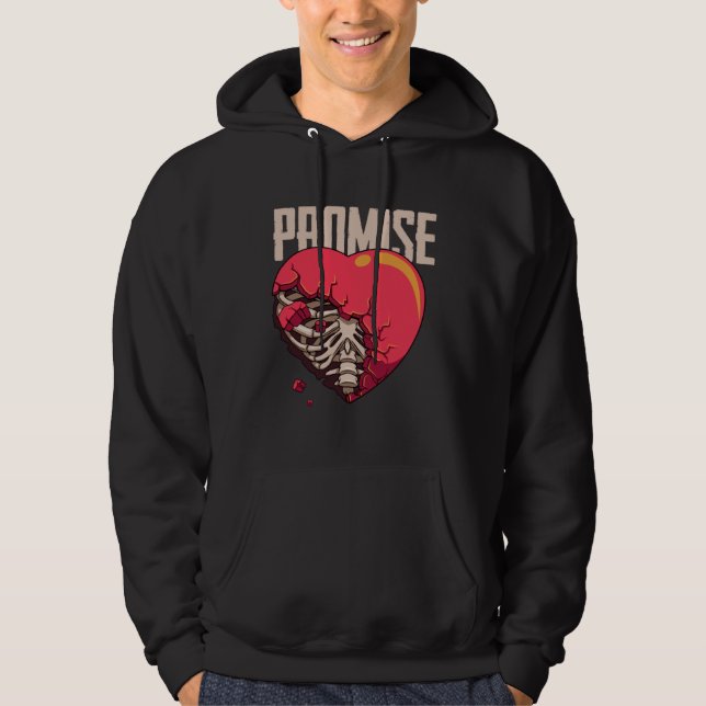 Broken Promise Broken Heart Rib Cage Sad Emo Break Hoodie (Vorderseite)