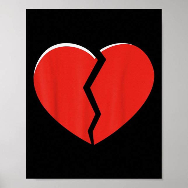 Broken Red Heart Valentinstag Funny Heart Design Poster (Vorne)
