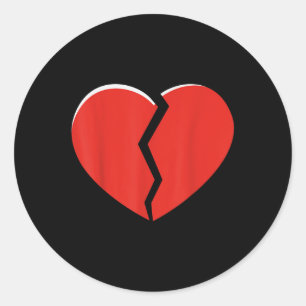 Broken Red Heart Valentinstag Funny Heart Design Runder Aufkleber