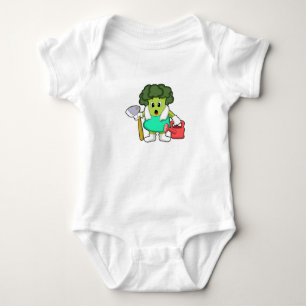 Brokkoli als Bauer mit Gießkanne Baby Strampler
