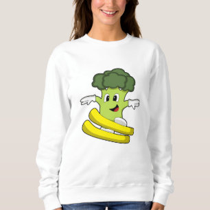 Brokkoli als Skifahrer mit Skiern Sweatshirt
