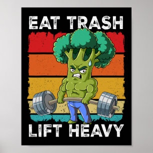Brokkoli Fitnessstudio Krafttraining Iss Müll Hebe Poster