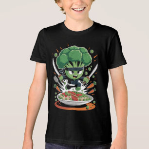 Brokkoli Ninja Angriff - Lustiger Gemüsekrieger Tri-Blend Shirt