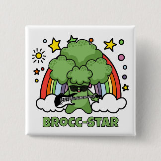 Brokkoli spielt Gitarre, Brocc Star und Regenbögen Button