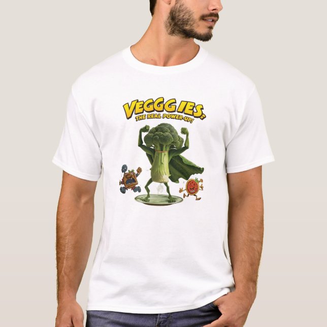 Brokkoli Superhelden Gemüse Kraft T-Shirt (Vorderseite)