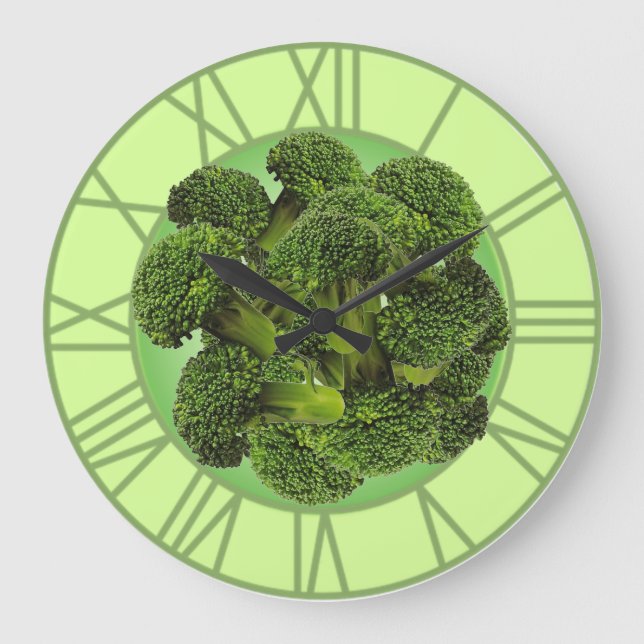 Brokkoli-Wanduhr Große Wanduhr (Vorderseite)