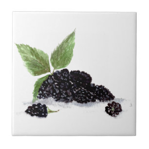 Brombeer Brombeeren Früchte Aquarell  Fliese