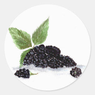 Brombeeren Früchte Aquarell Beeren Essen Runder Aufkleber