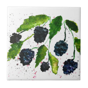 Brombeeren Früchte Aquarell Keramikfliese Klein