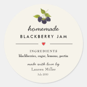 Brombeermarmelade Glas Selbstgemacht Modern Runder Aufkleber