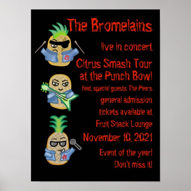 Bromelains (Fake Band Poster) Punk Ananas Poster (Vorne)