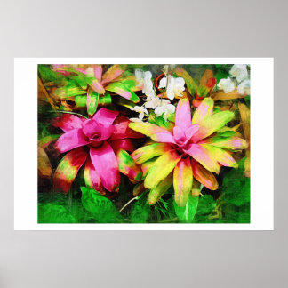 Bromeliad, Ölgemälde, Tropenkollektion Poster