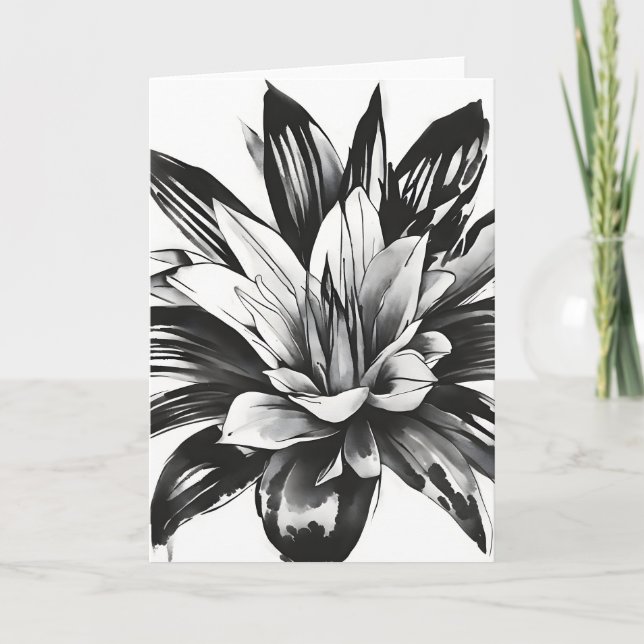Bromelie - Aquarellblumen Karte (Vorderseite)