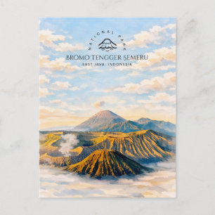 Bromo Tengger Semeru Aquarell Berglandschaft Feiertagspostkarte